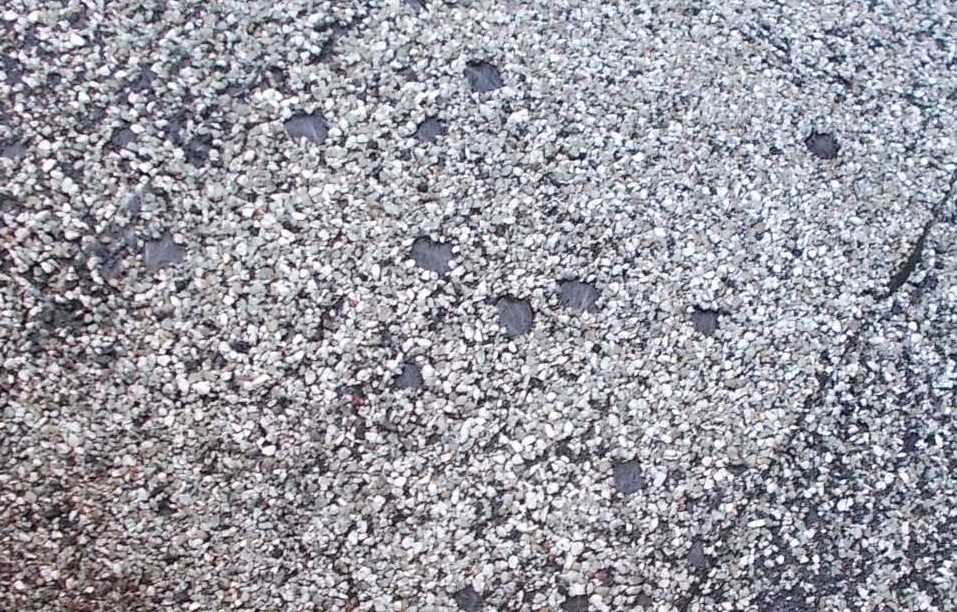 Close-up of architectural asphalt shingles showing granule coverage